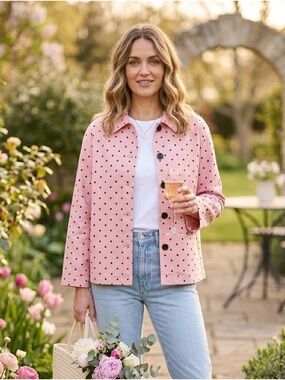 KEREN hart Pink Polka Dot Jacket NWT